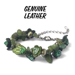 New Genuine Leather Handmade Handcrafted Flower Bracelet